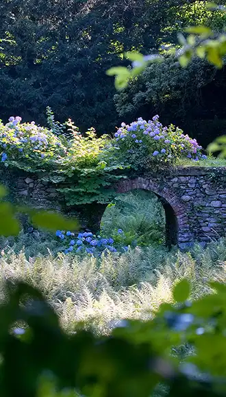 Ponte in pietra nel parco storico del palazzo del Castello di Bagnolo